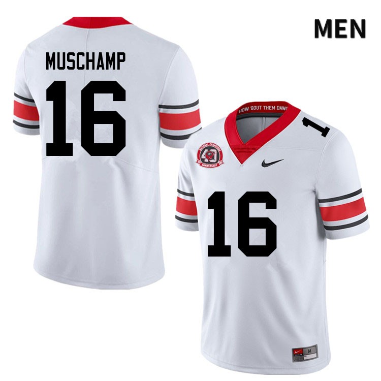 Georgia Bulldogs Men's Jackson Muschamp #16 White 1980 National Champions 40th Anniversary Stitched College UGA Football Jersey 23XR011LN